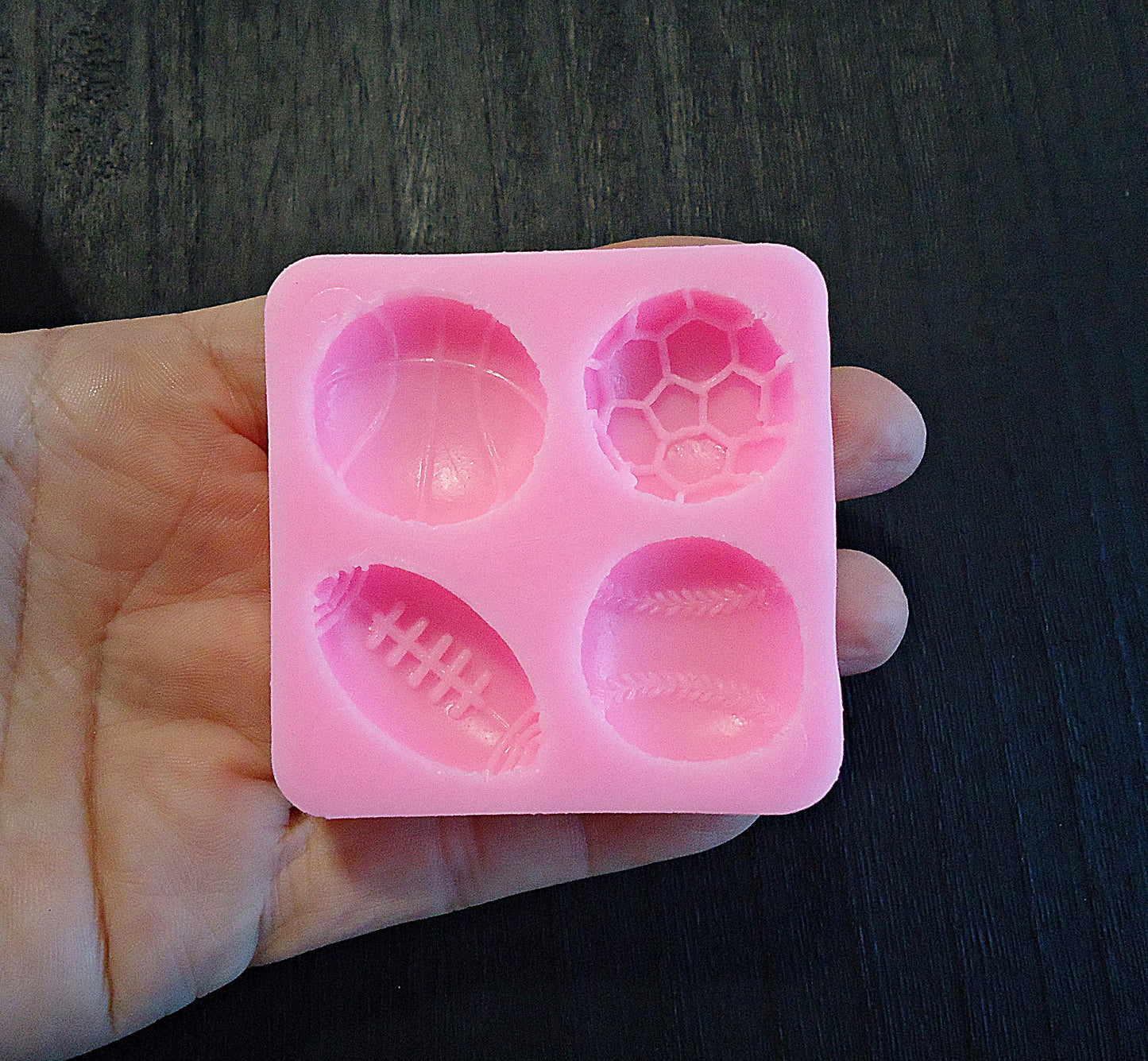 Small Silicone Mold, Sports Balls, Basketball, Football, Baseball, Soccer Ball, Food Safe, Candy, Wax, Clay, Chocolate, Fondant, Epoxy Resin