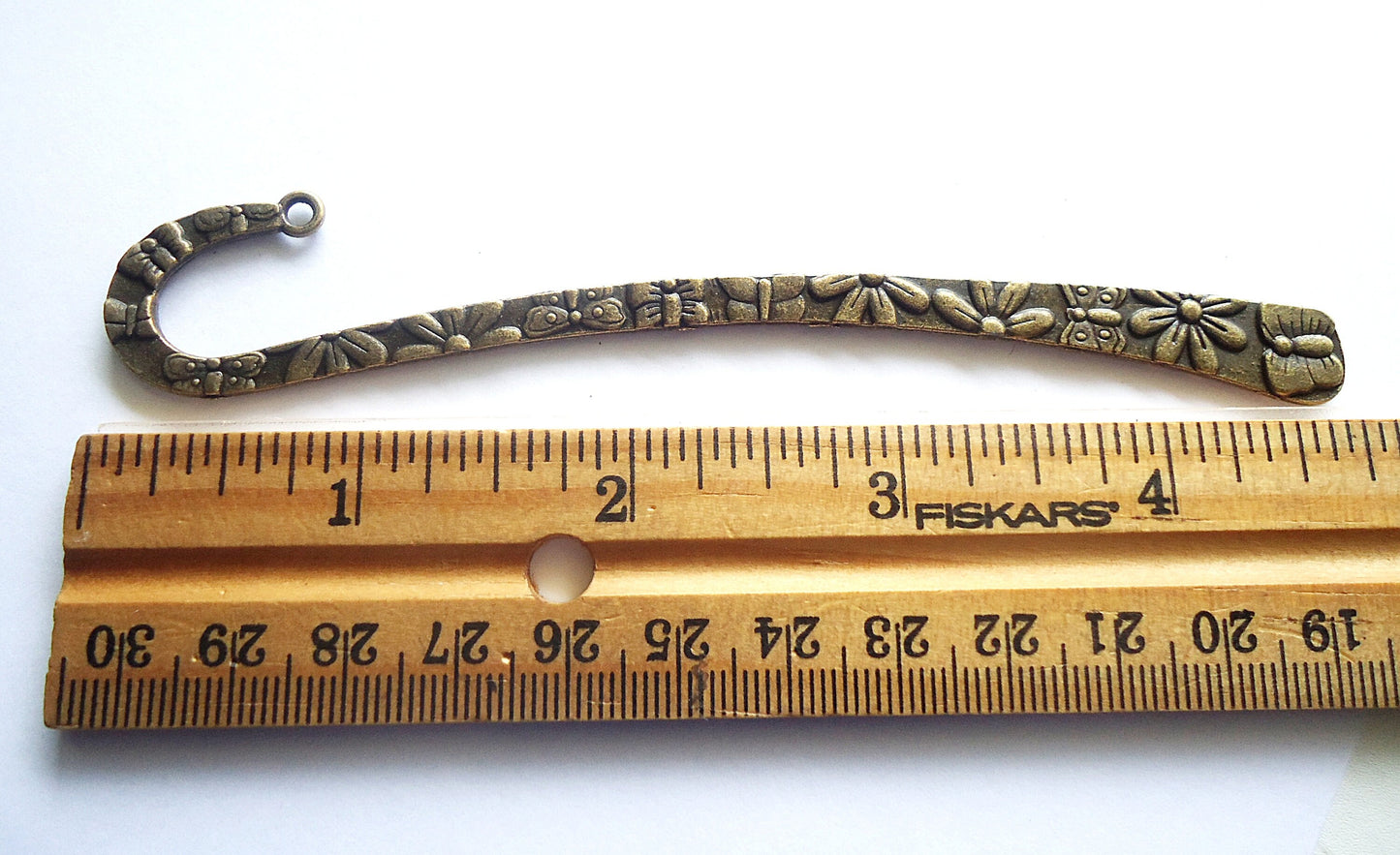 Butterflies and Flowers, Textured Metal Bookmarks, Antique Bronze, Double Sided, 4 7/8" Long