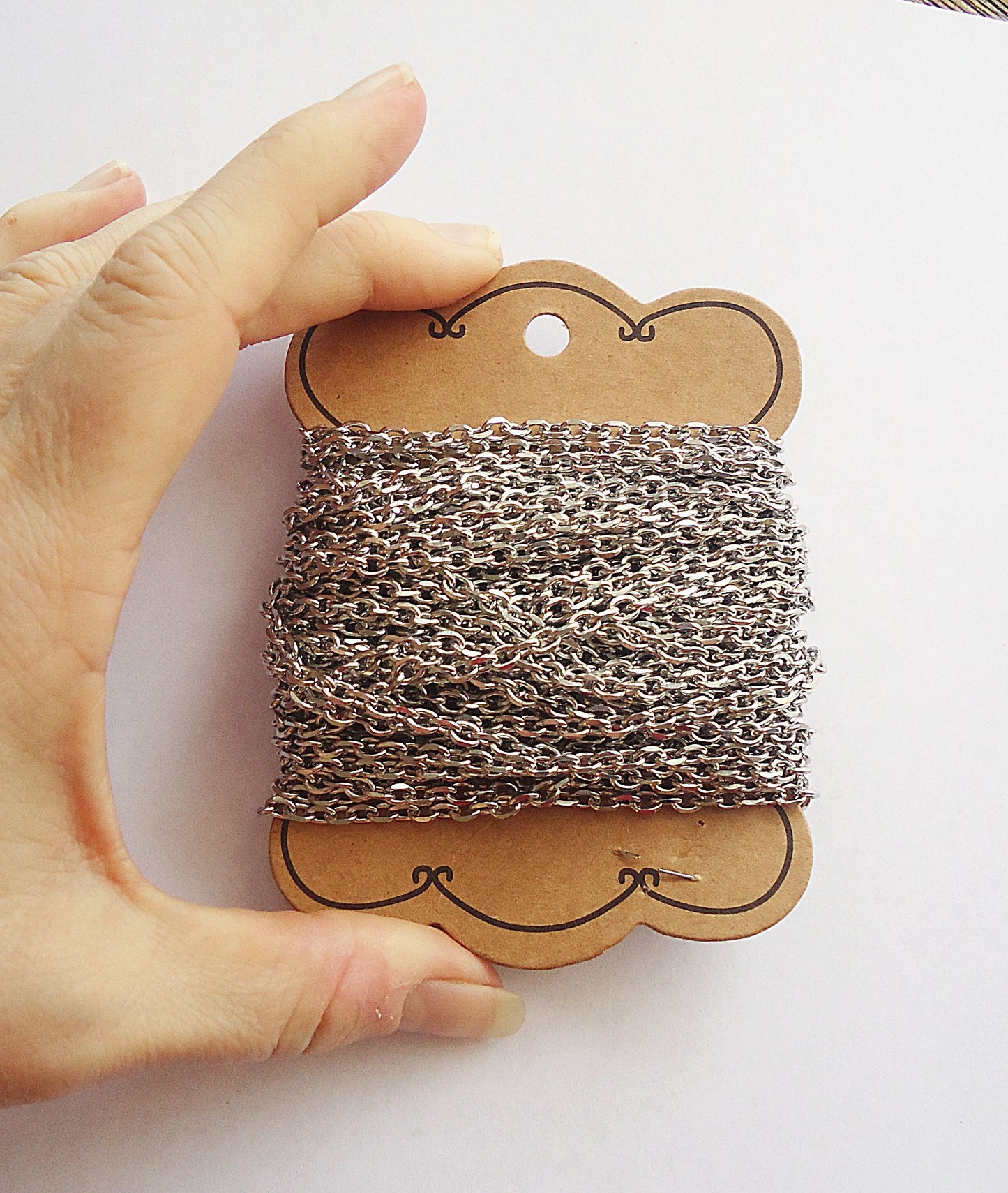 Bulk Unfinished Stainless Steel Chain, 3.7mm Wide, Unsoldered, 10m (33ft)