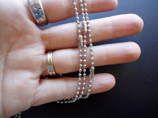 2.4mm Stainless Steel Ball Chain Necklaces - 10 Finished Chains - 20" 22" 24" 28"