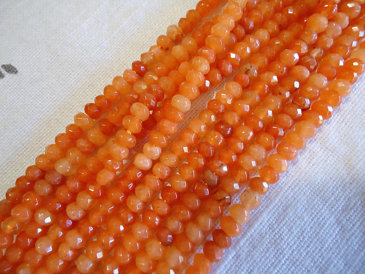 Stone Rondelle Beads - 4x3mm - Dark Orange - 14" Strand