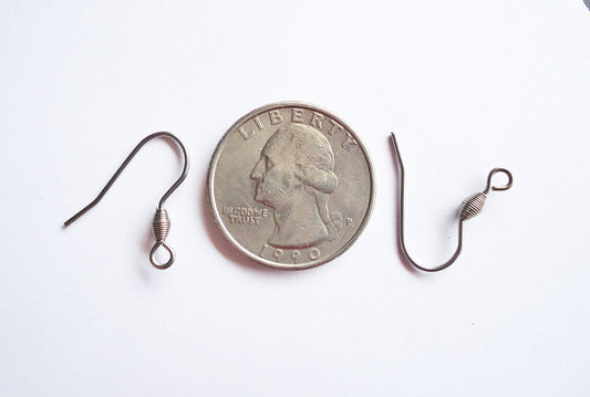 Stainless Steel French Earwire with Bicone Coils - 3/4" Tall (20mm) Unplated
