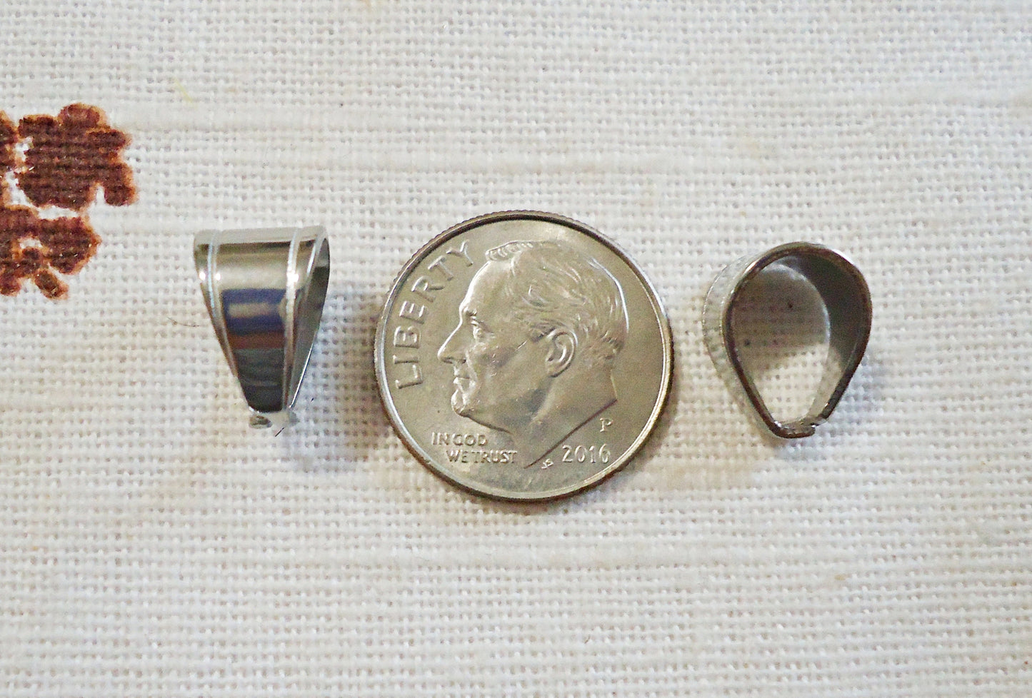 Stainless Steel Bails, Snap-on Style, 11mm Tall x 7mm Wide x 8mm Thick, Bulk Quantities