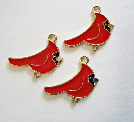 Cardinal Link Connector - Red and Gold - 23mm Tall x 26mm Wide - Enameled
