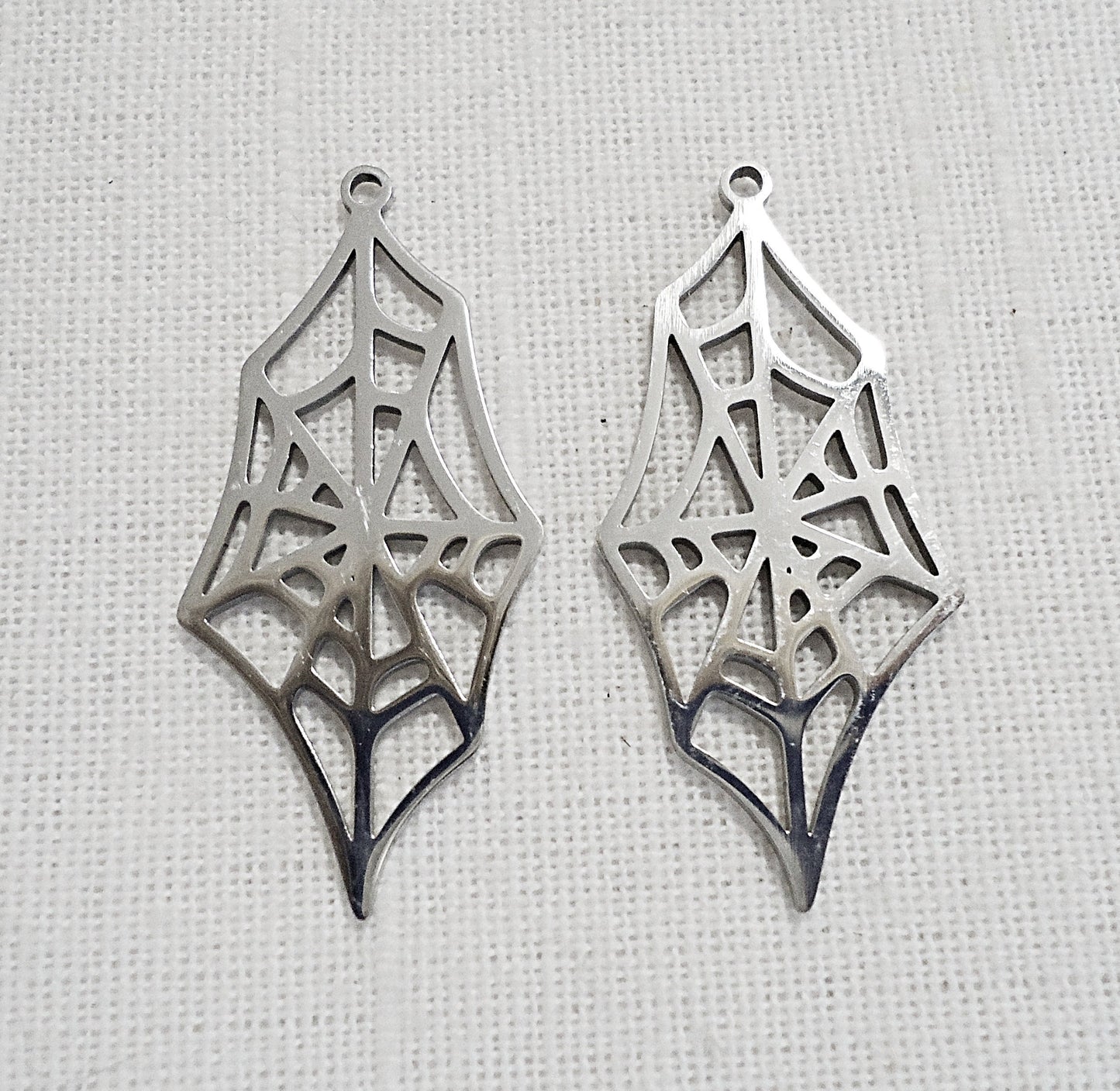 Spiderweb Pendants, Stainless Steel, Silver, 1.5" Long