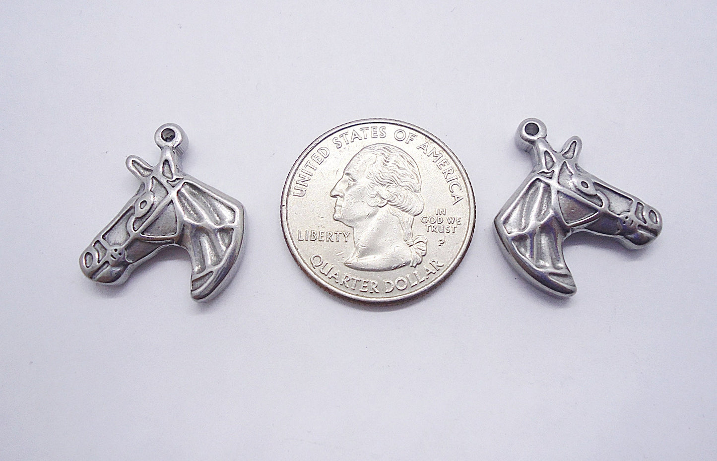 Stainless Steel Horse Head Pendant / Charm - 7/8" Tall x 3/4" Wide x 3mm Thick