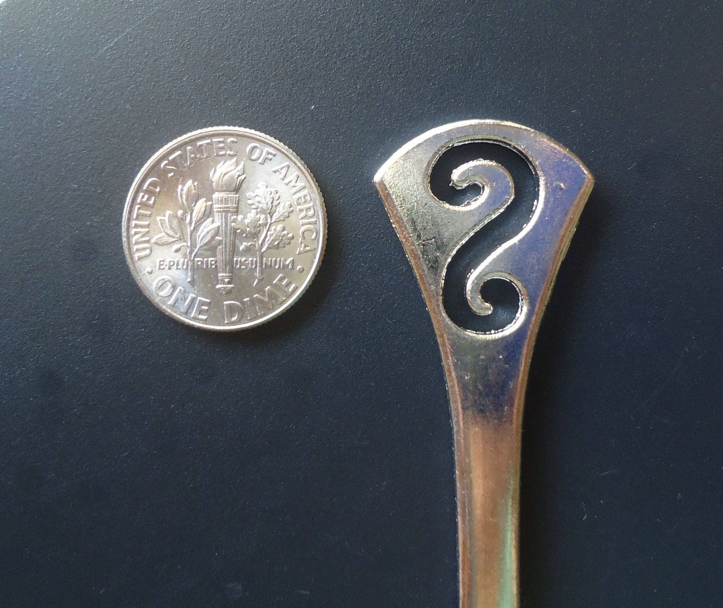 Metal Hair Sticks, 5" Long, Simple Swirl Design, Silver or Bronze, Set of 2