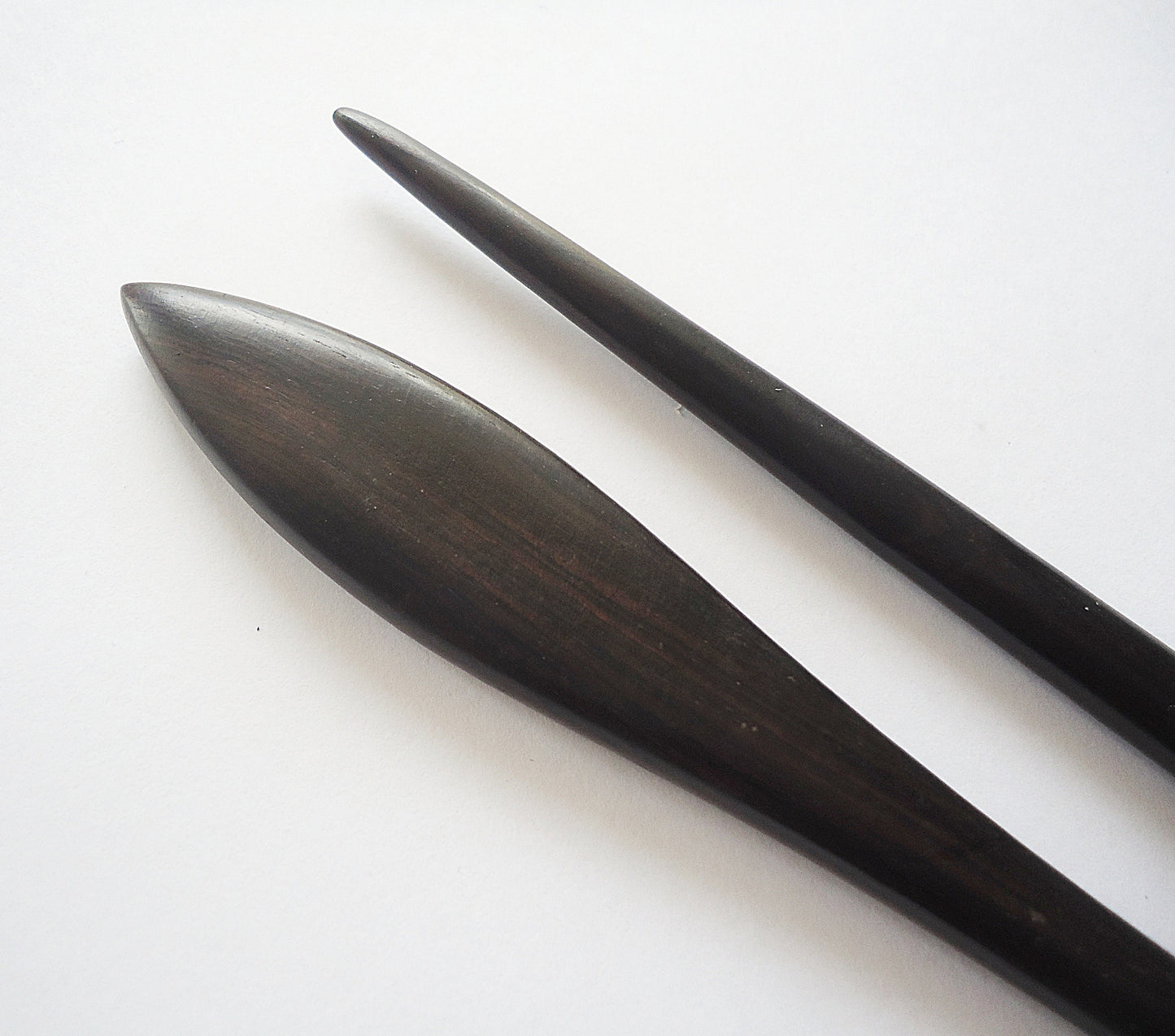 Solid Wood Hair Stick, Paddle, 7" Long, Black