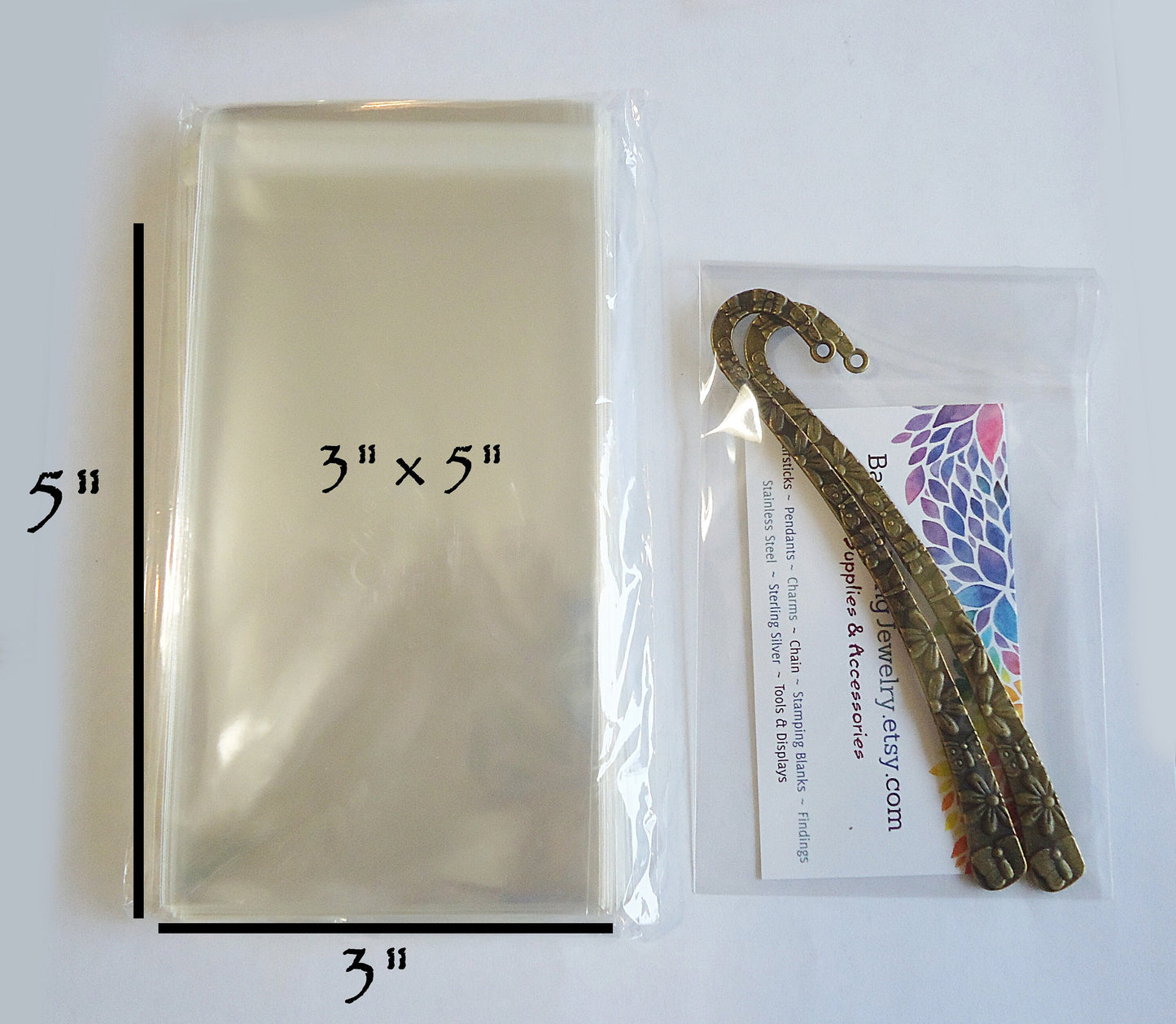 Polypropylene Cello Bags for Small Items, Packs of 100, 1.5"x2", 2"x3", 3"x4", 3"x5", 2"x10"
