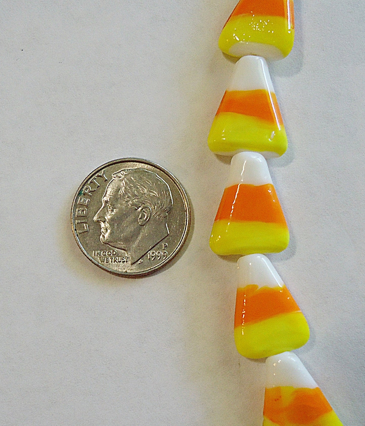 Glass Candy Corn Beads - 12 Beads - 15mm x 11mm x 4mm - Lampwork Glass Beads, Halloween, Autumn, Fall Season