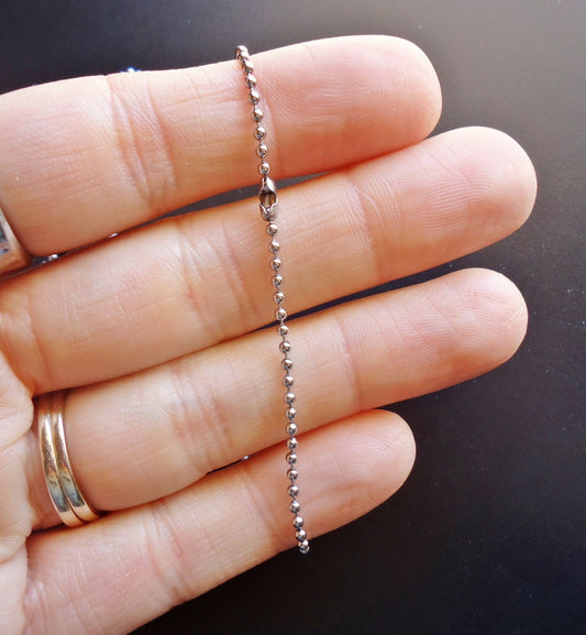 24 Inch Stainless Steel Ball Chain Necklace- 23.5" x 1.5mm Wide - 10 Finished Chains