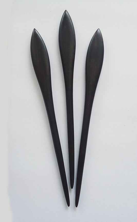 Solid Wood Hair Stick, Paddle, 7" Long, Black