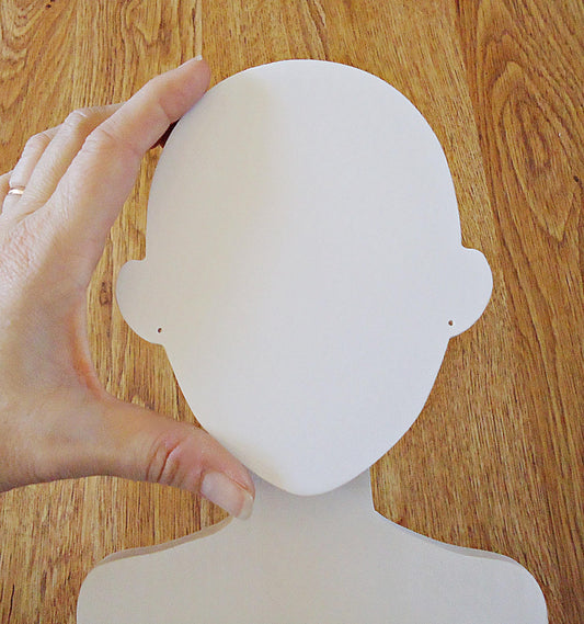 Wood Mannequin Bust, Necklace and Earring Display, White, Wood, Portable