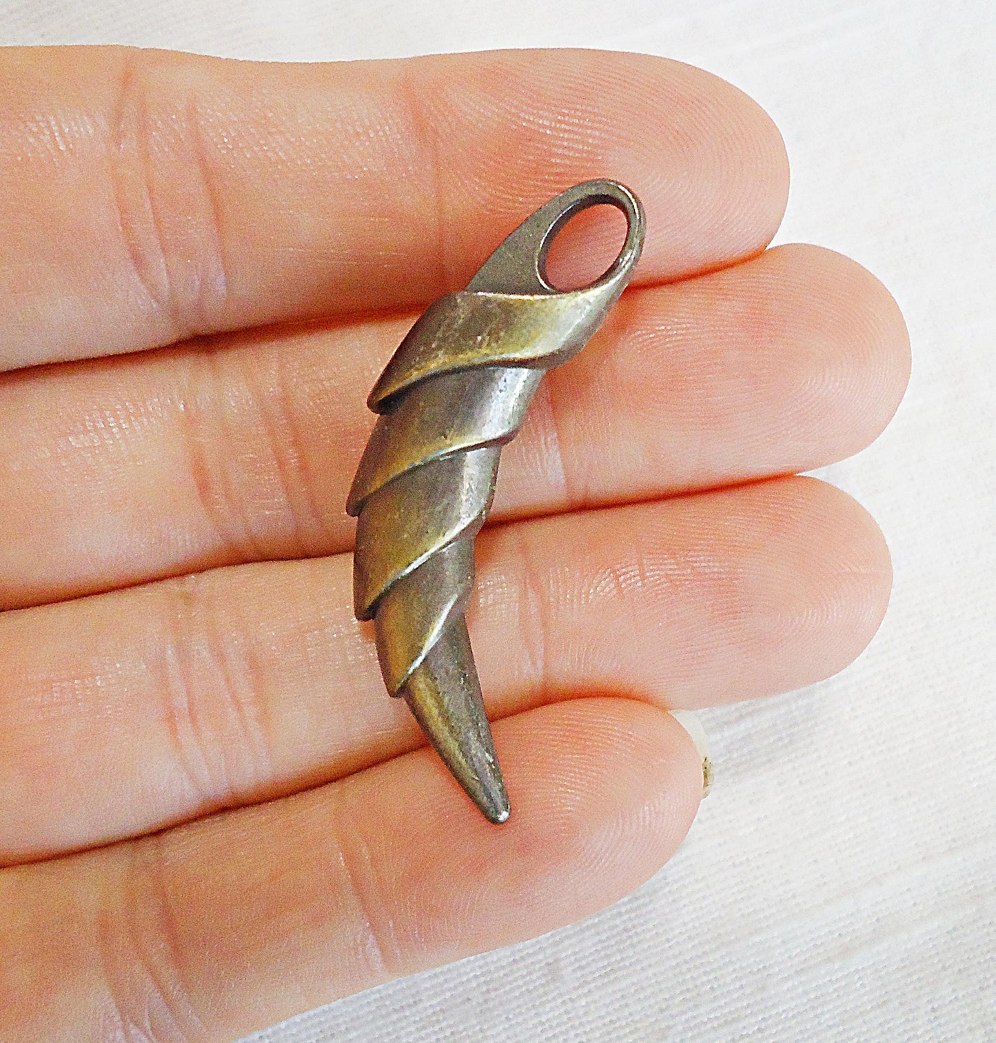 Talon Pendant, Dragon Claw, Tusk, Horn, Stylized Metal, Antique Bronze