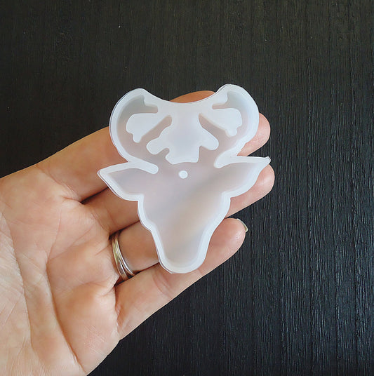 Deer Ornament Mold, Silicone Mold, Buck with Antlers, 2.25" Wide, Resin Supplies, Resin Christmas Ornament Mold, Deer, Reindeer