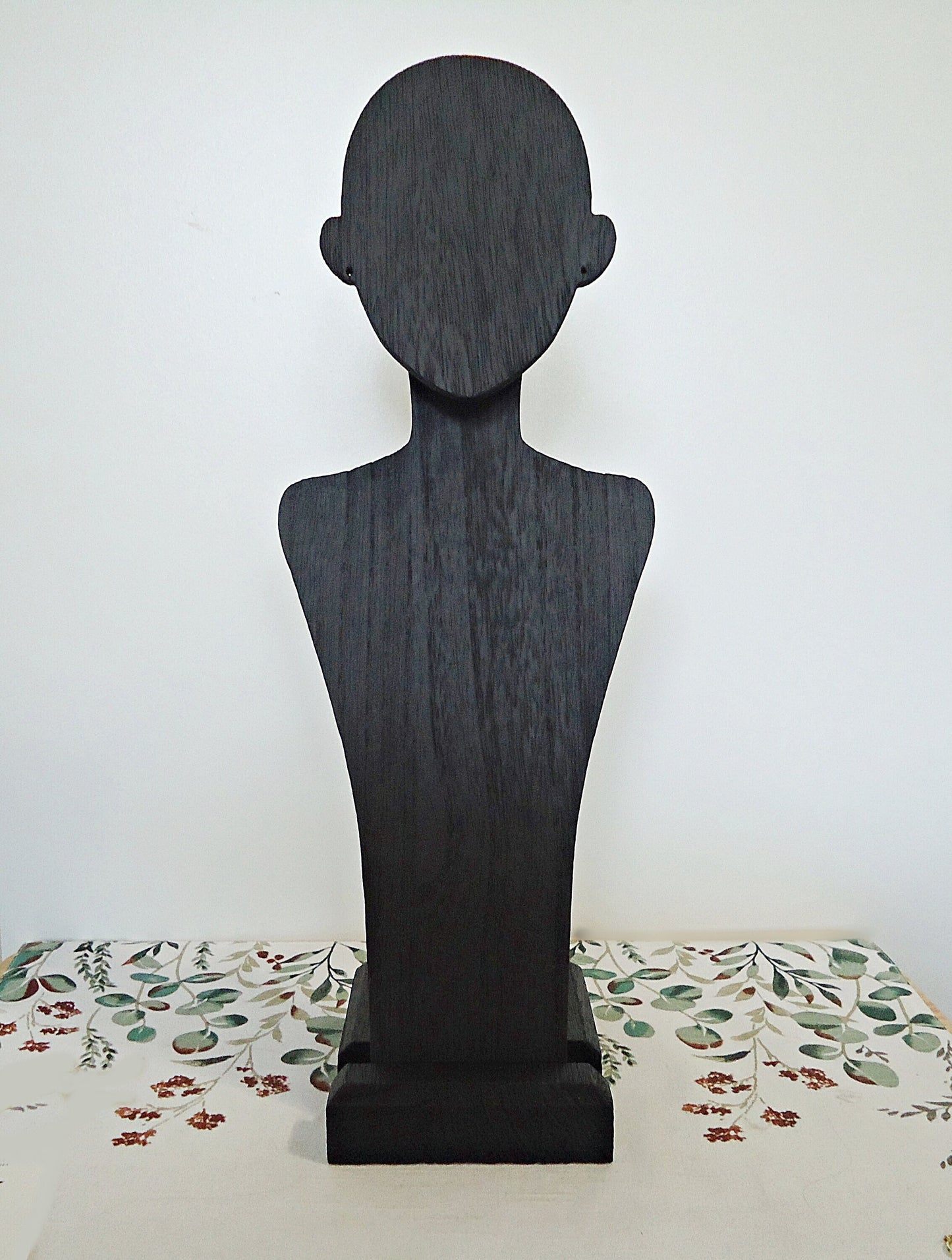 Wood Mannequin Bust, Necklace and Earring Display, Black Wood, Portable, Photograph Prop