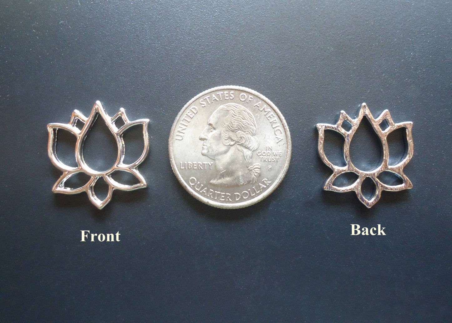 Lotus Links / Pendants / Components - Silver - 7/8" x 3/4", Set of 10