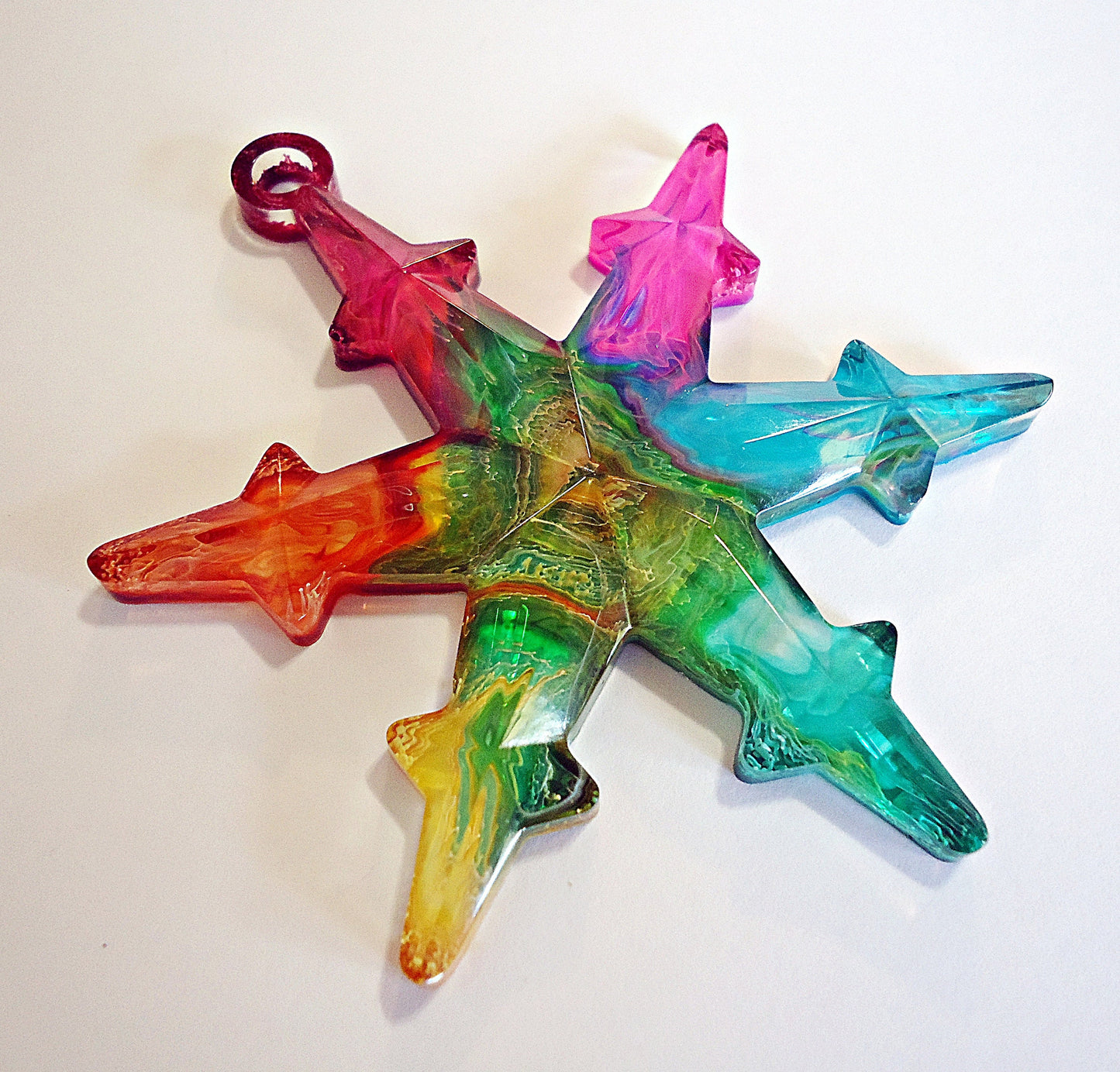 Silicone Snowflake Ornament Mold, Faceted Snowflake, Finished Ornament is 3 1/4" Tall x 2 1/2" Wide, Resin Ornament Craft Supplies