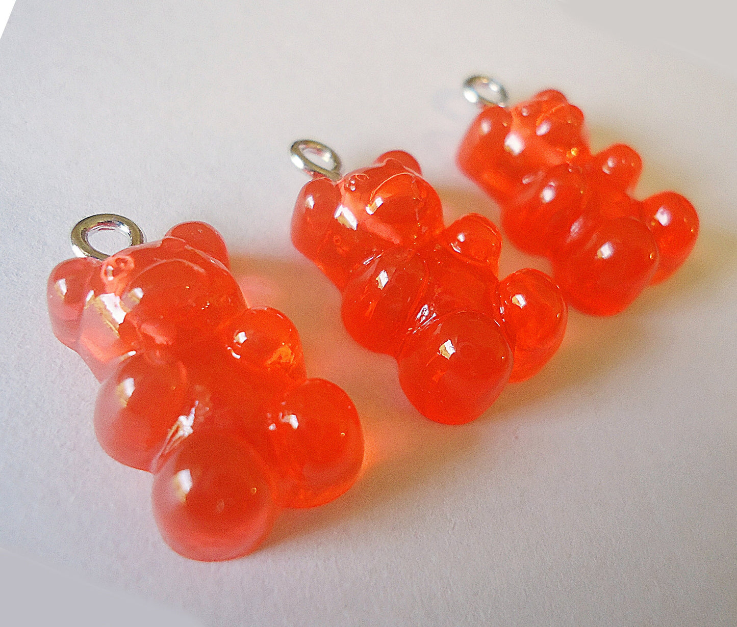 Translucent Gummy Bear Charms, Pink, Purple, Blue, Red Orange, Lemon Lime, Set of 20