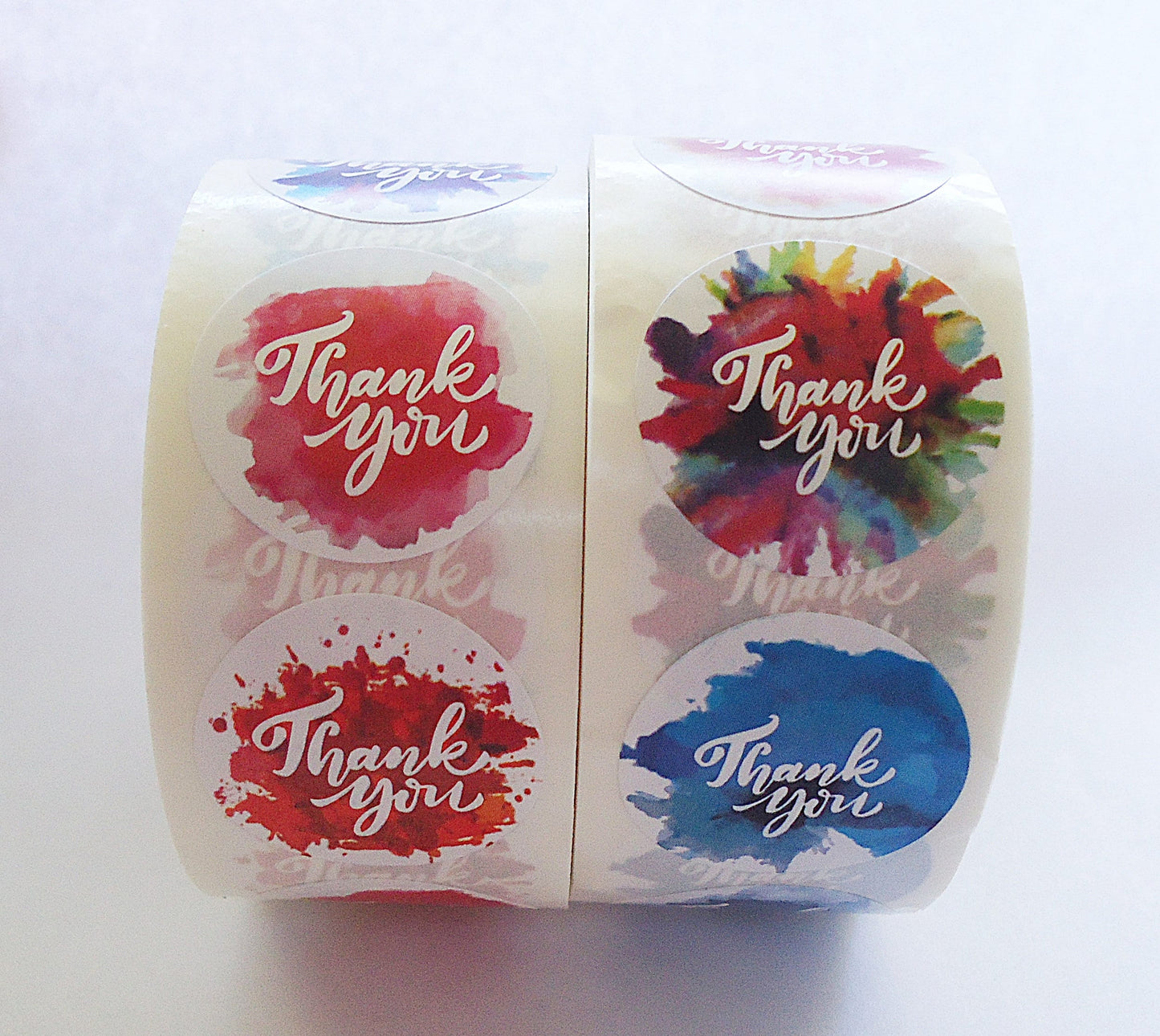500 Thank You Stickers, Watercolor Paints Design, 1 inch Wide, Packaging, Labels, Bright and Colorful