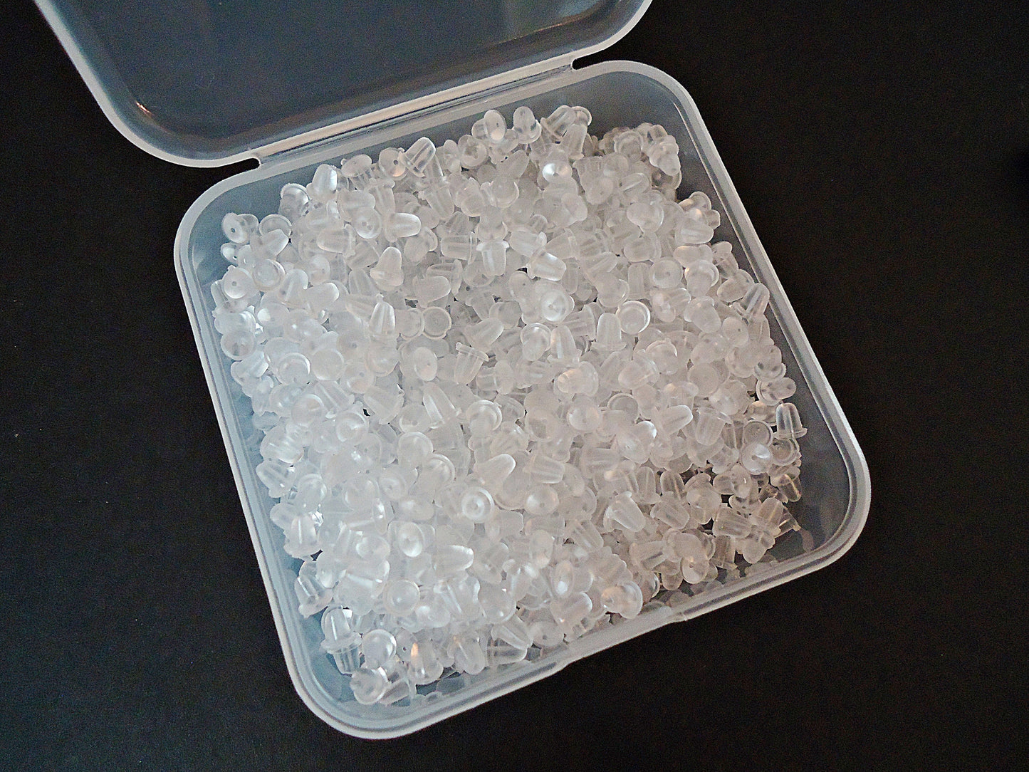 1000 Plastic Earnuts with Case, 4x4mm Plastic Earring backs