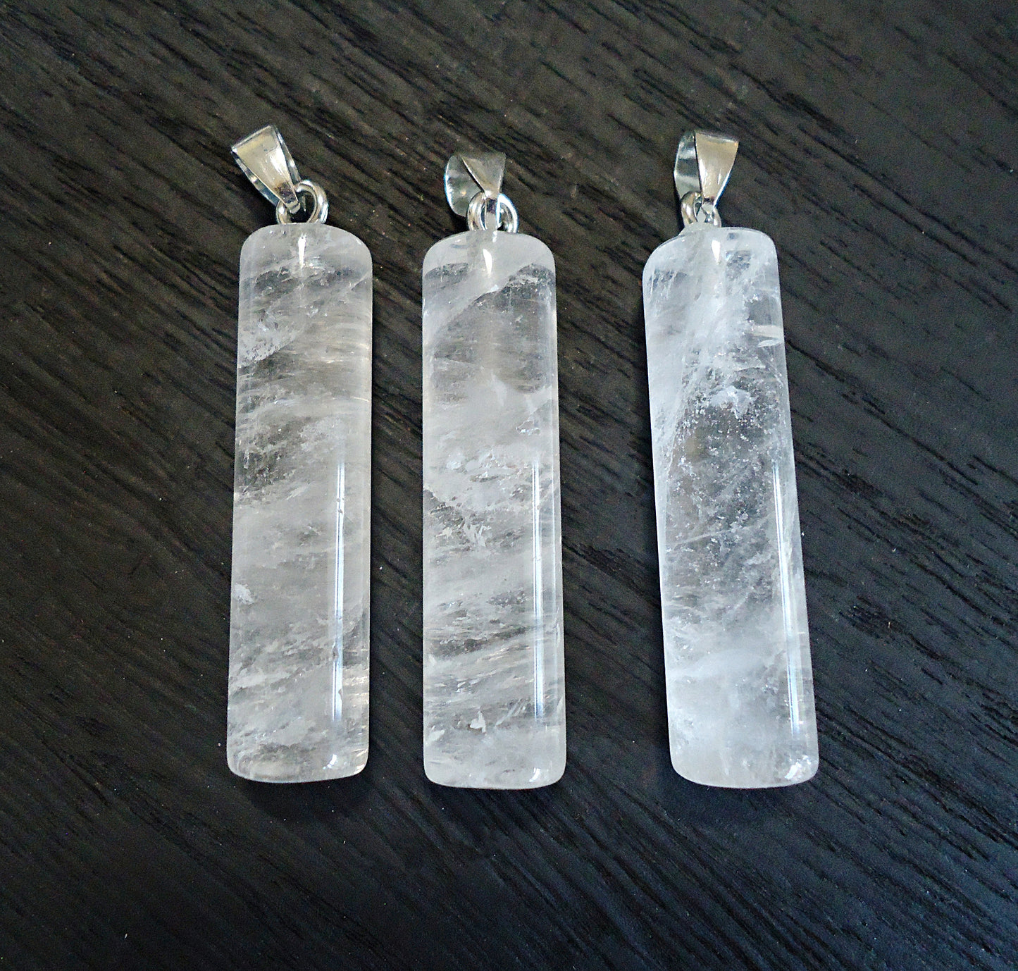 Natural Quartz Crystal Cylinder Column Pendant, 1.5" Tall