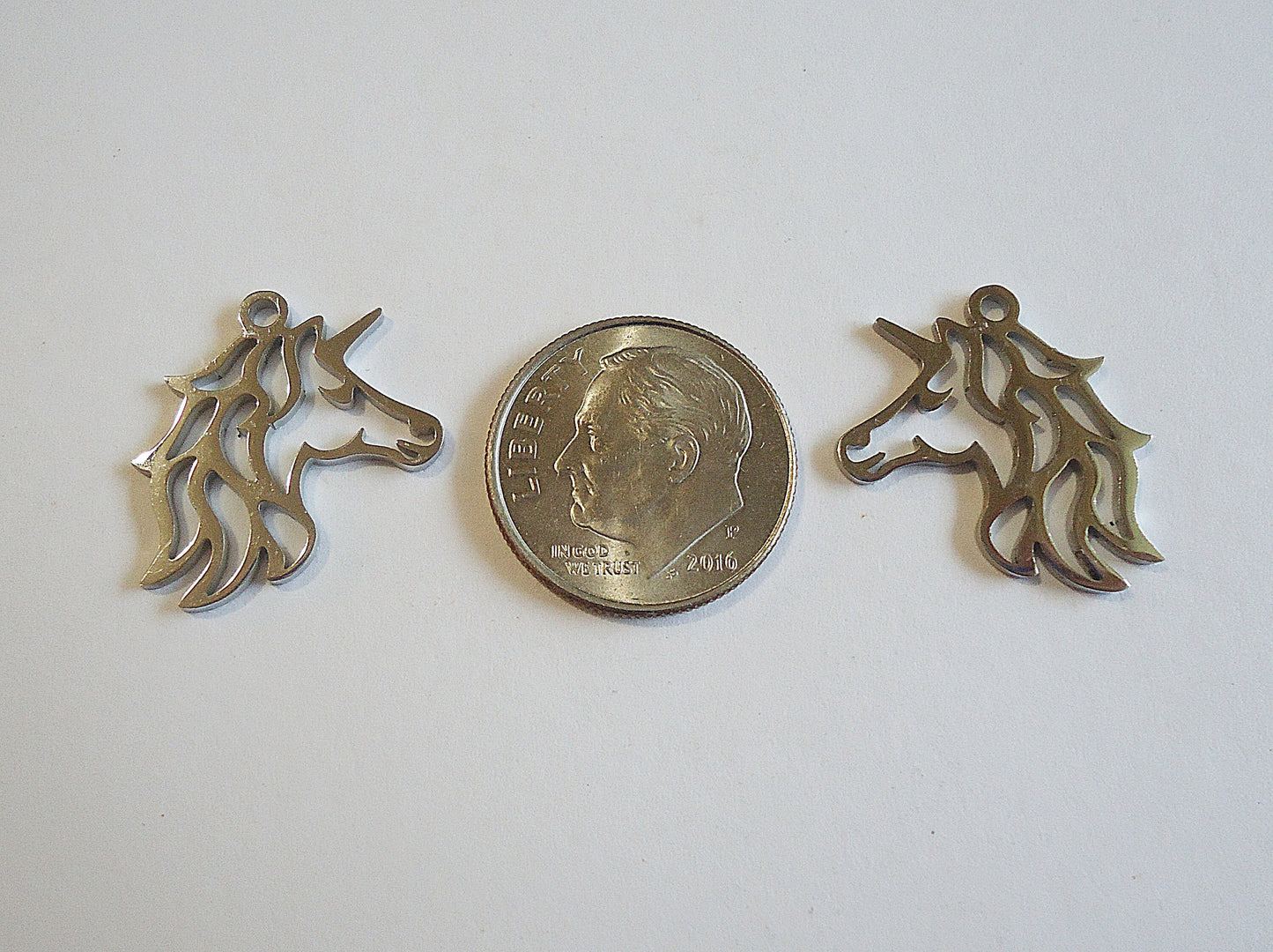 Stainless Steel Unicorn Pendant Charms - 19mm Tall x 18mm Wide - Set of 5