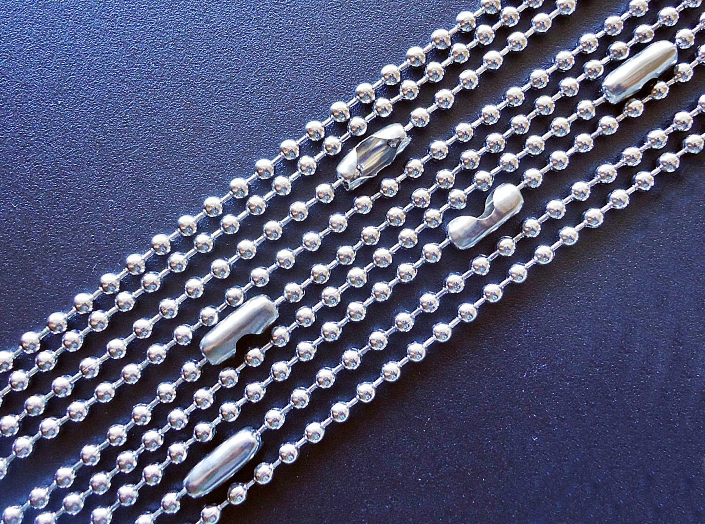 2.4mm Stainless Steel Ball Chain Necklaces - 10 Finished Chains - 20" 22" 24" 28"
