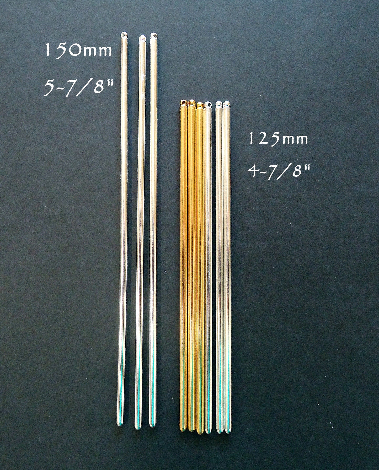 Metal Hair Sticks or Shawl Pins, 5 7/8" Long (150mm) x 3mm Wide, Silver or Gold Plated