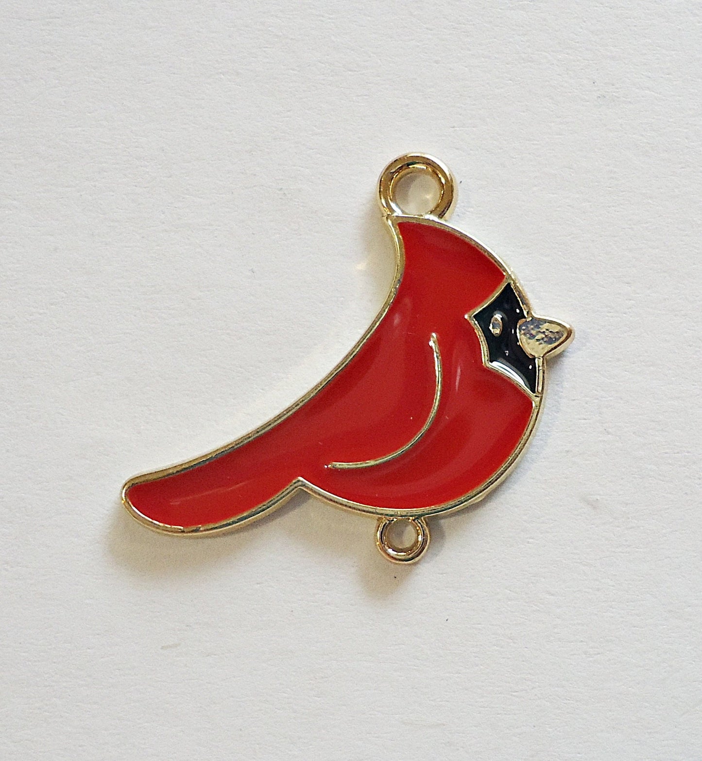 Cardinal Link Connector - Red and Gold - 23mm Tall x 26mm Wide - Enameled