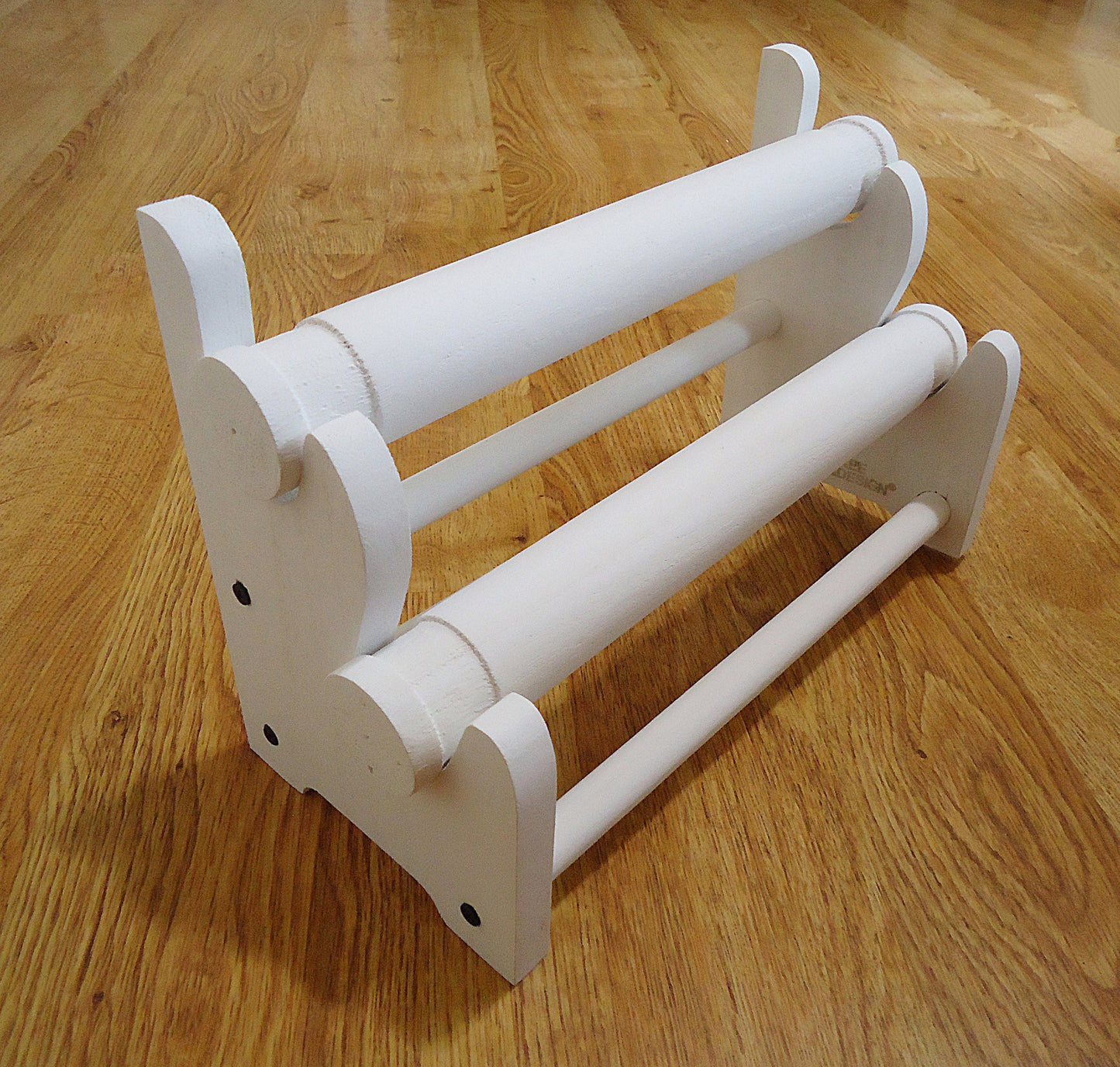 2 Tier Wooden Bracelet Display / Organizer, Natural, Brown, Weathered Brown, White Removable Bars, Plain or Hand-Painted Mandala or Flower