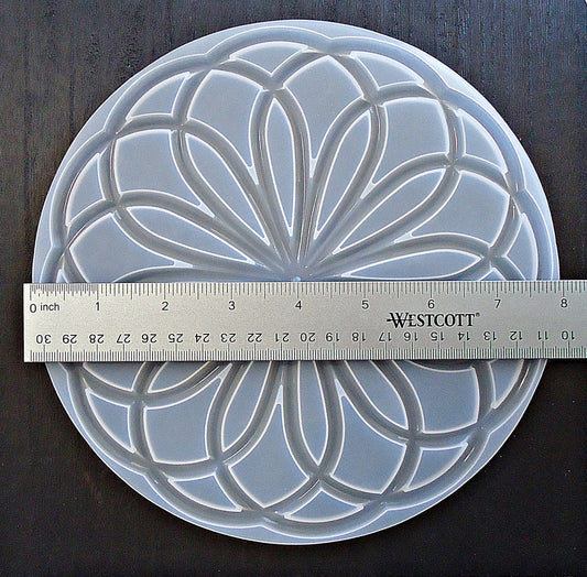 Large Mandala Flower Trivet Silicone Mold, Use with Epoxy Resin, 8 Inches Across