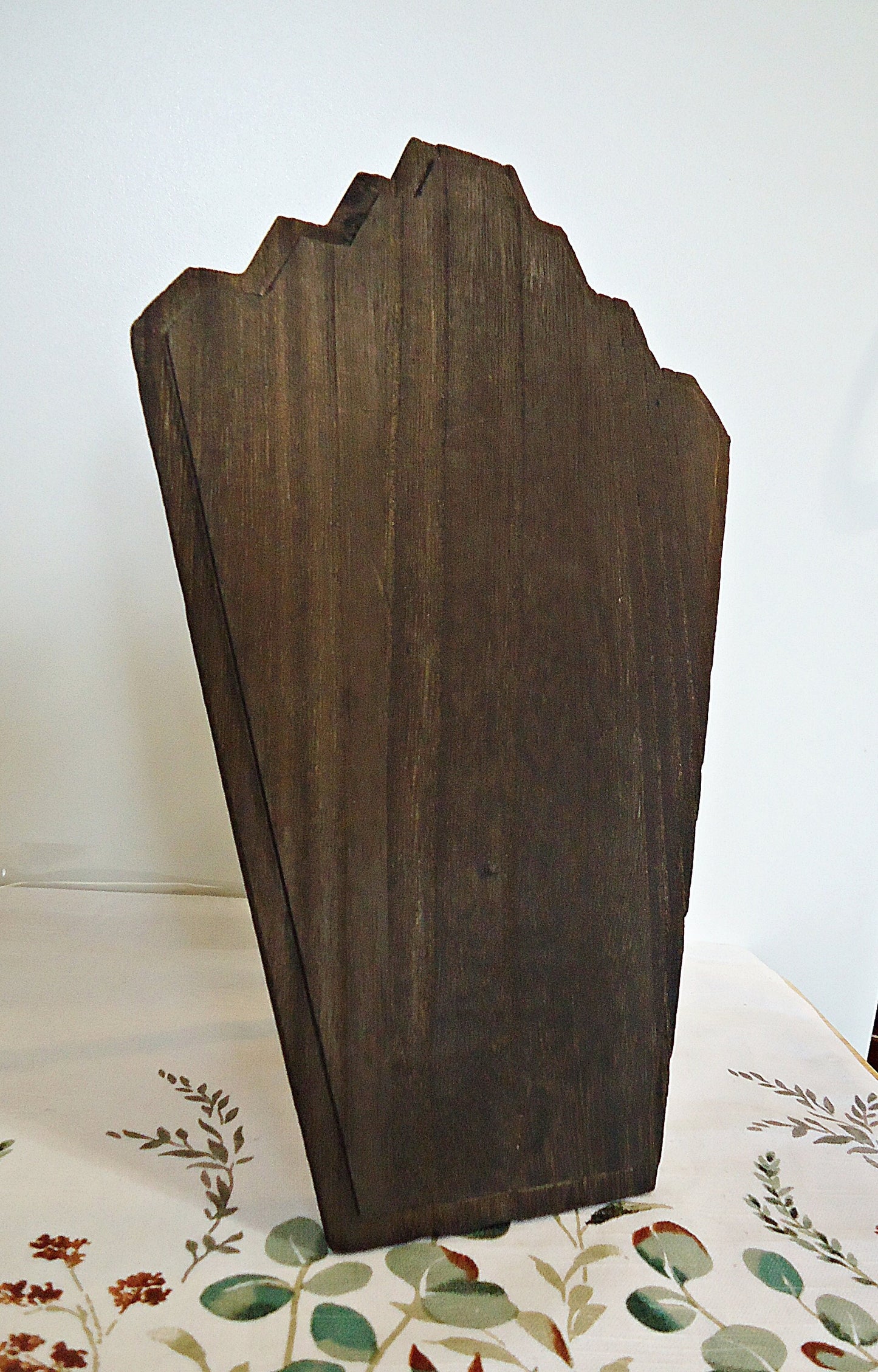 Wooden Easel Necklace Display for 3 Necklaces, Dark Brown Wood, Pegs on Back, Multi-Necklace, Layered Wood