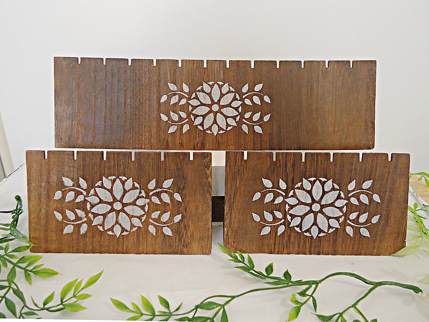 Set of 3 Wooden Earring Display Boards, Brown, Holds 12 pairs of earrings