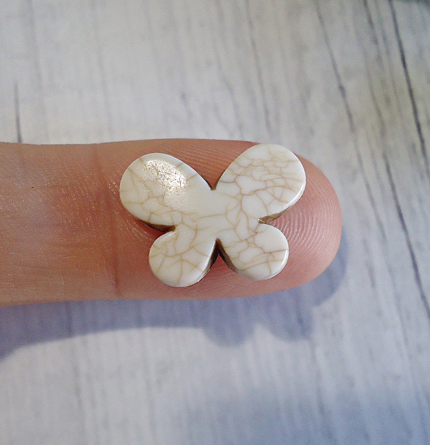 Faux Stone Butterfly Beads, 2 sizes, White Howlite Turquoise Stone