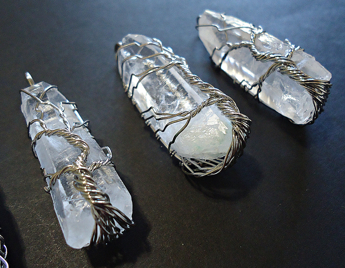 Quartz Crystal Pendant, Wire Wrapped Tree of Life, 2" - 2.75"