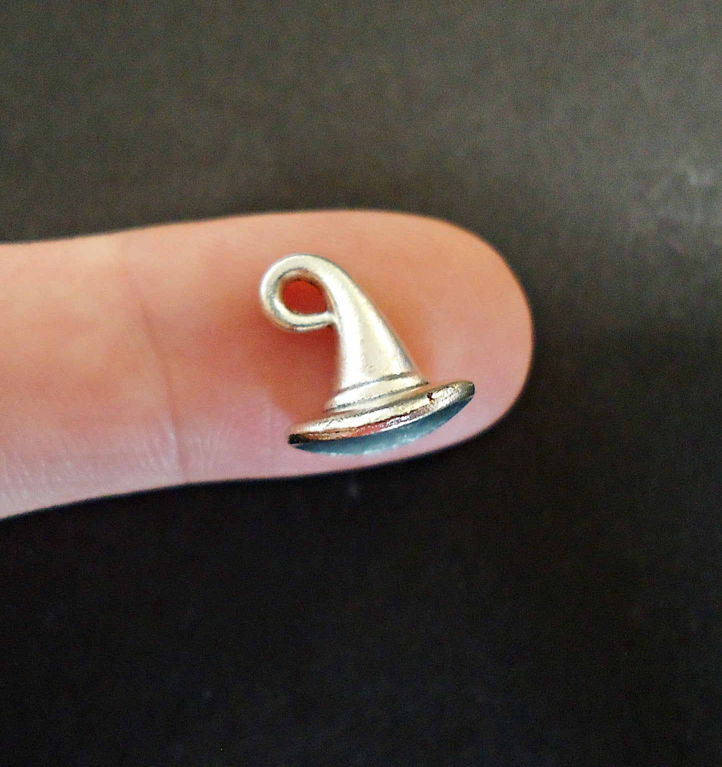 Small Witches Hat Charm, Antique Silver, Halloween Charm, 1/2" Tall