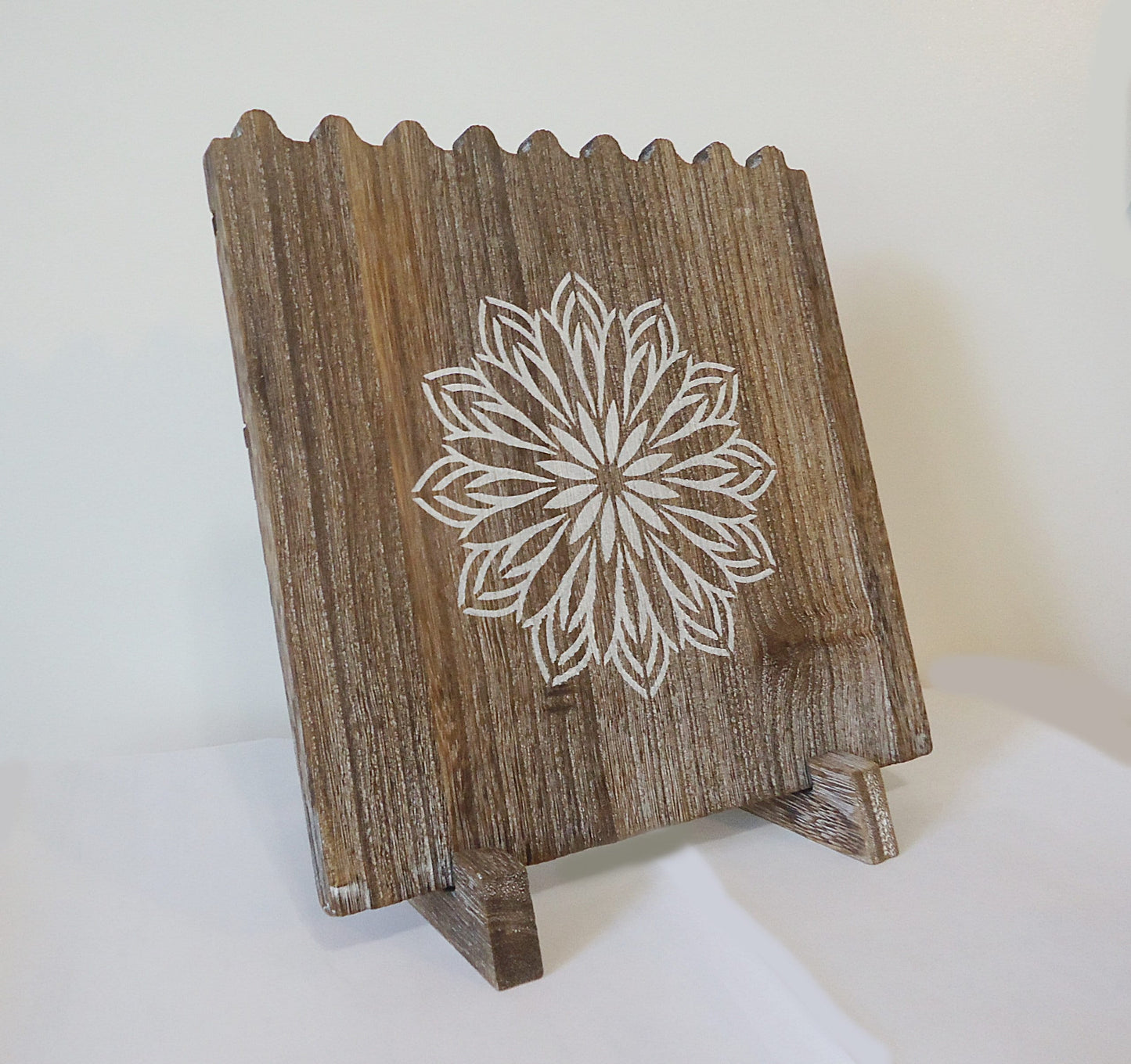 Wooden Necklace Display, Brown or Weathered Brown, Multi-Necklace, 10.25" High, Pegs on Back, Mandala, Flower, Tree of Life, Feathers, Grass