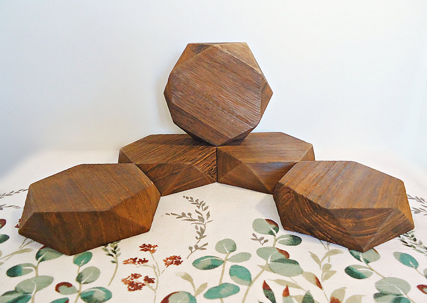Flat Hexagon Wooden Riser, Tabletop Riser, Vertical or Lay Flat, Bracelet Display, Small Item Display, Versatile, Brown