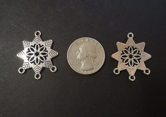 Snowflake Chandelier Components - 1 inch Wide - Antique Silver, Set of 10