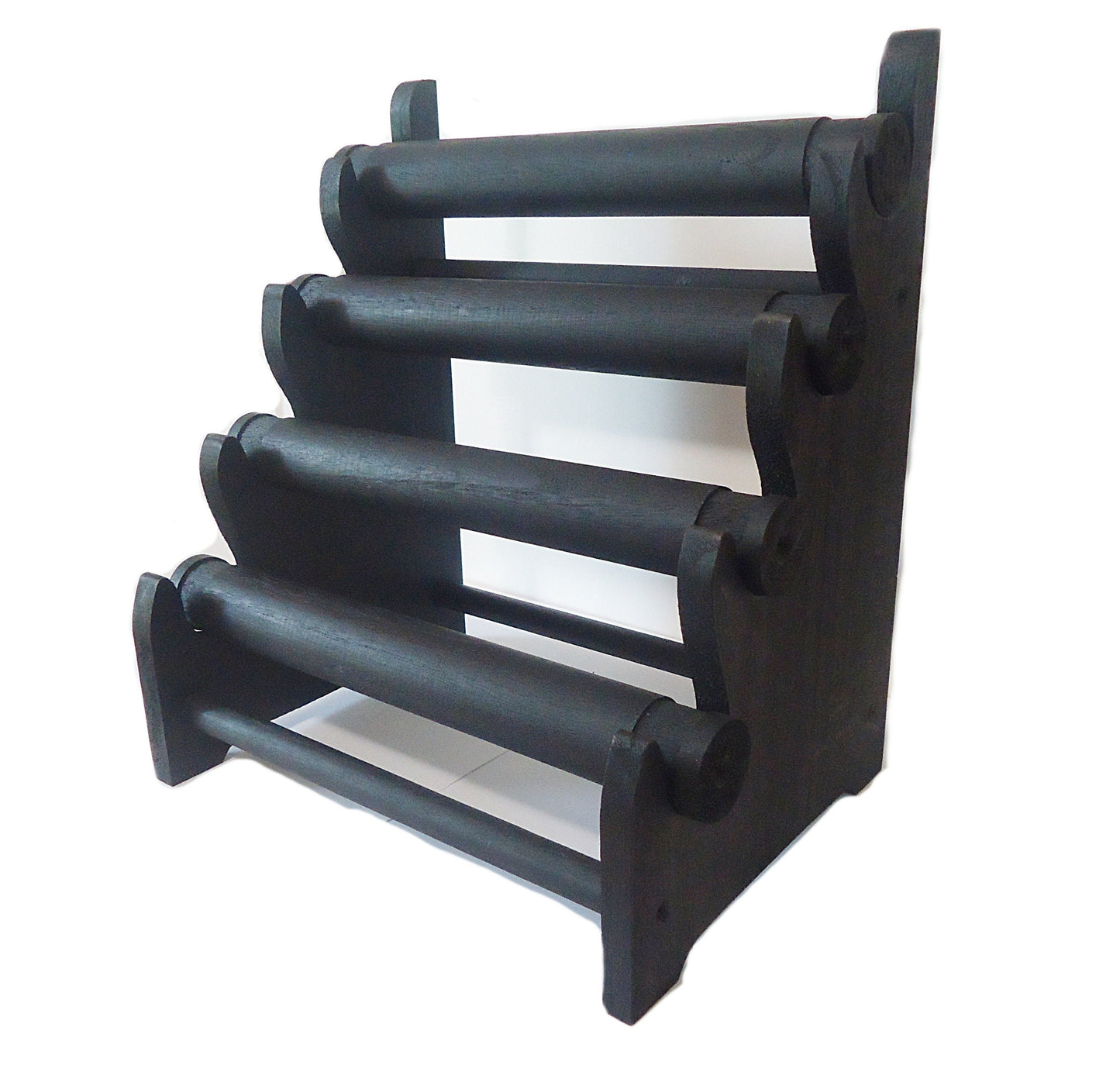 4 Tier Wooden Bracelet Display / Organizer, Natural, Brown, Black, and Weathered Brown, Removable Bars, Plain or Hand-Painted Mandala