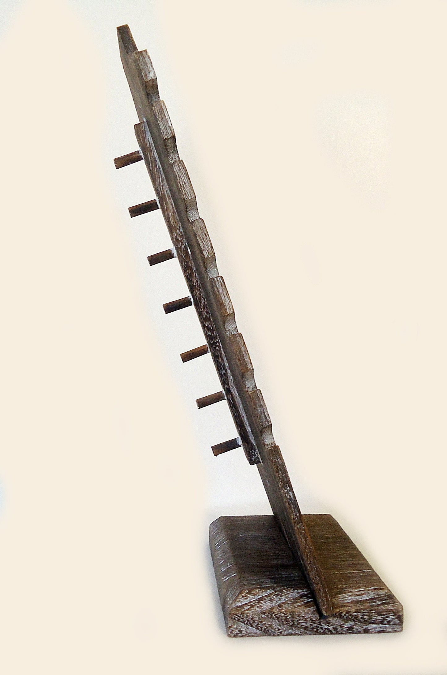 16" Tall Multi-Necklace Wooden Free Standing Display, Natural, Brown, Weathered Brown, White, Antique White, Black, Holds 7 Necklaces
