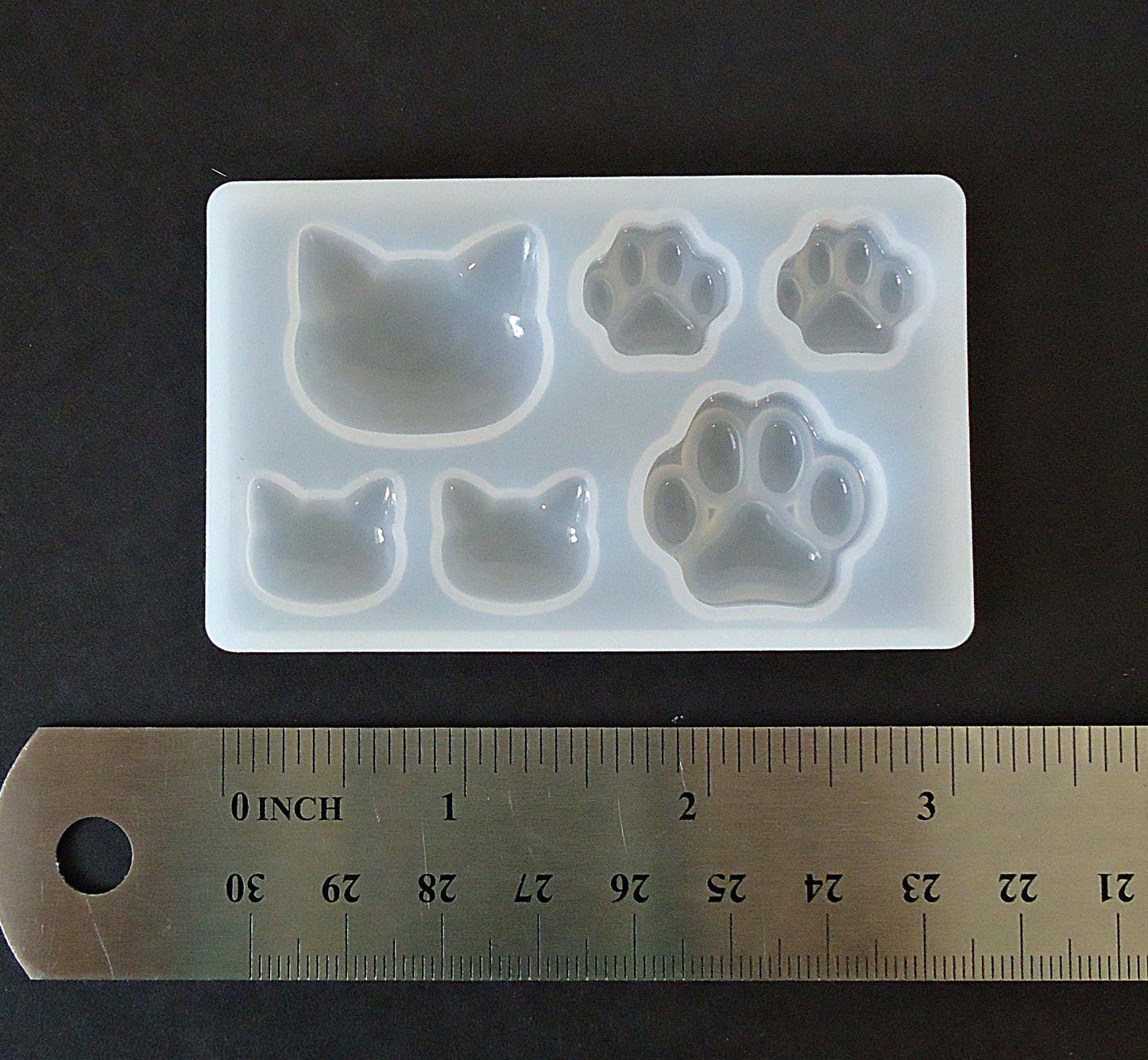 Cat and Paw Silicone Mold for Resin Casting, 3" x 1 7/8"