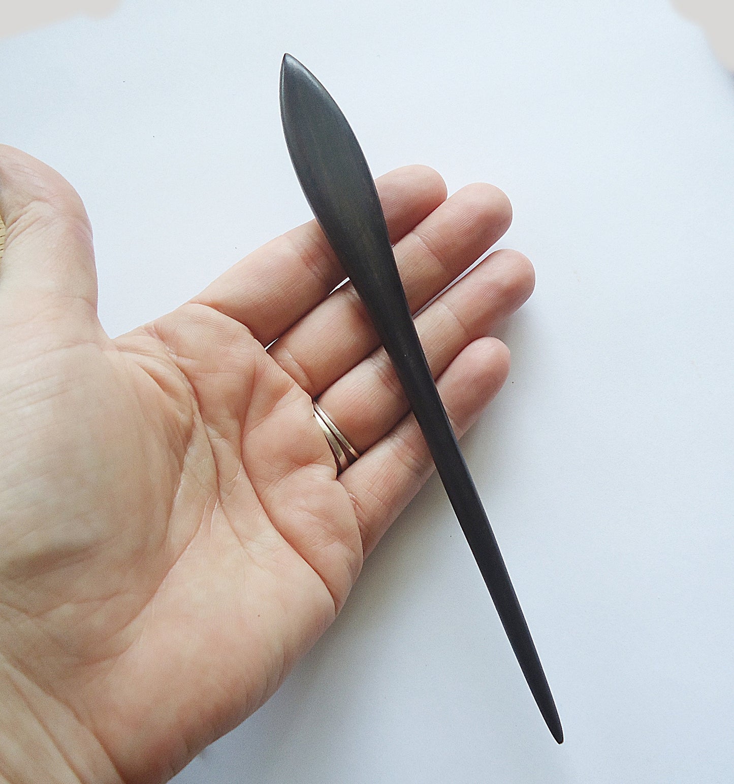 Solid Wood Hair Stick, Paddle, 7" Long, Black