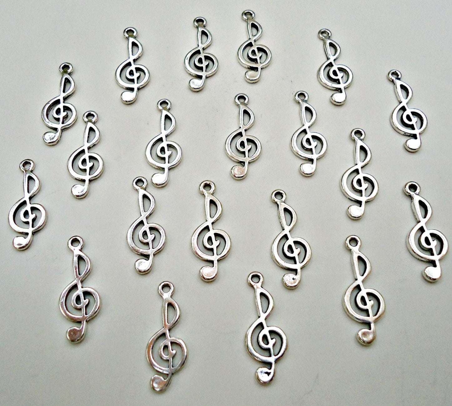 Silver Treble Clef Charms - 1 Inch Tall - Set of 20