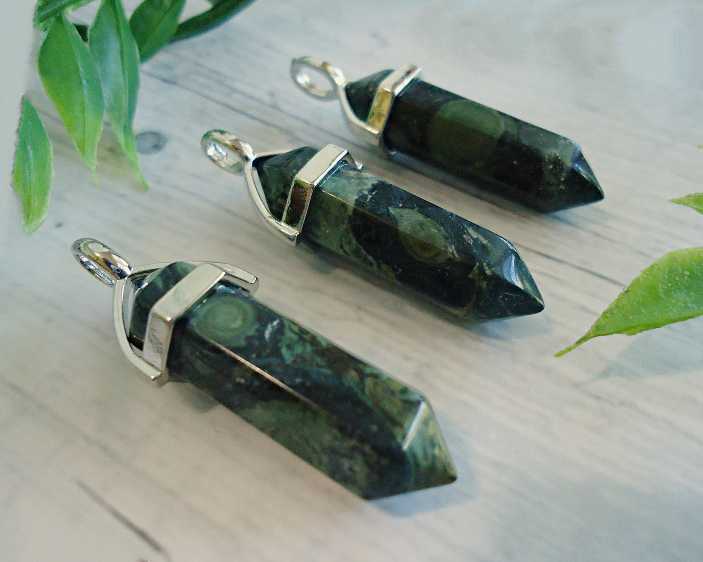 Stone Slider Pendant, Double Terminated, Amethyst Tigereye Quartz Fluorite Green Aventurine Rhodonite Zebra Red Kambaba Jasper Black Obsidian Lapis