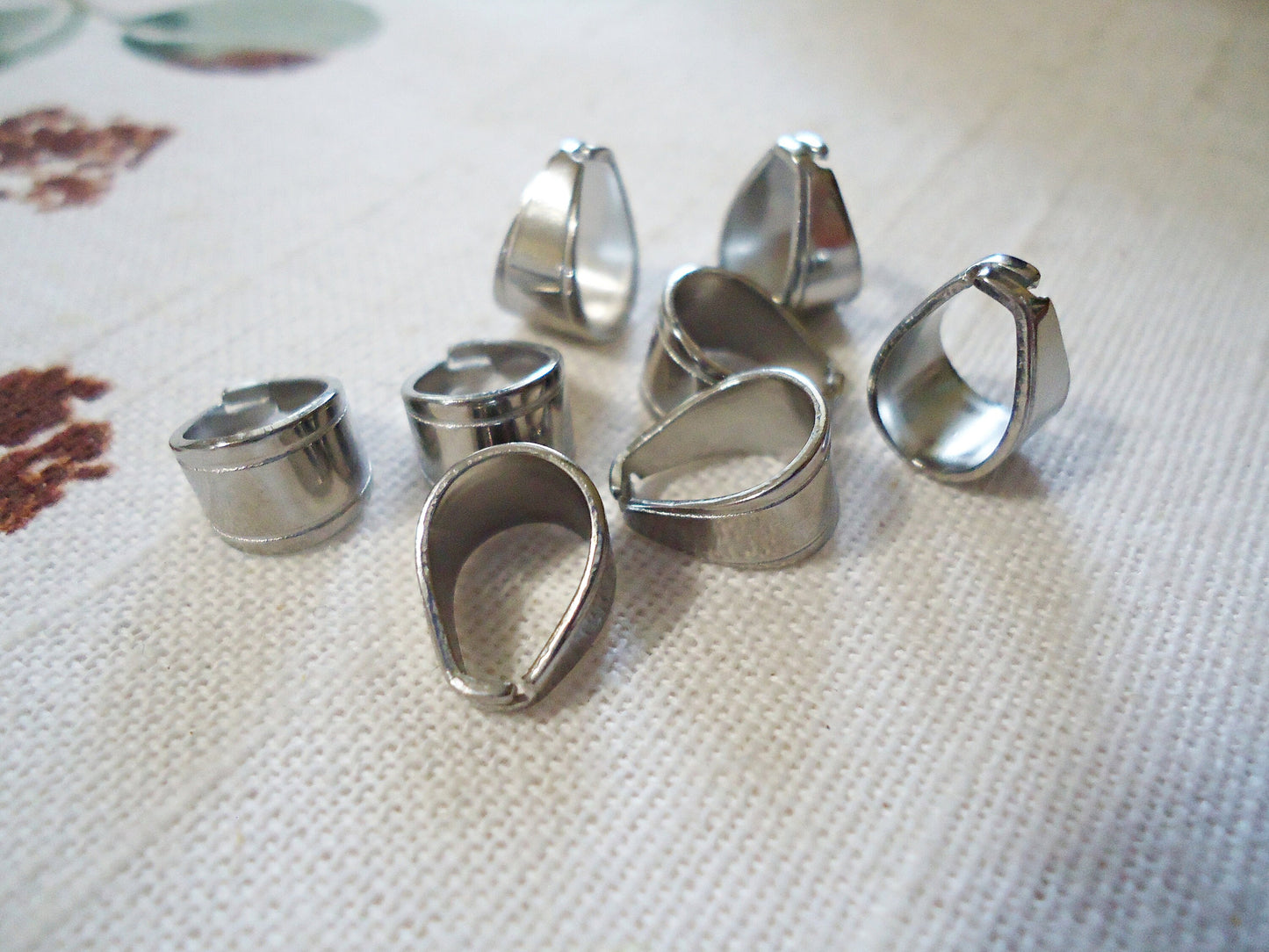 Stainless Steel Bails, Snap-on Style, 11mm Tall x 7mm Wide x 8mm Thick, Bulk Quantities