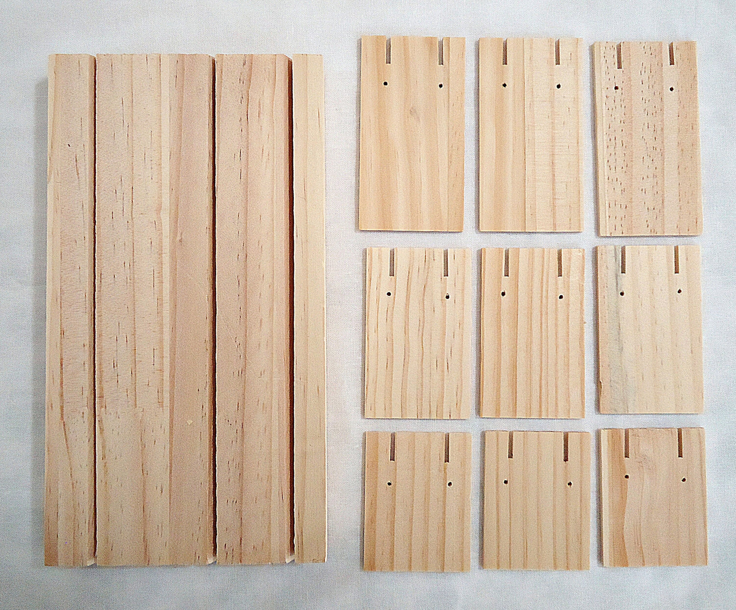 Wooden Earring Card Display, 9 Removable Wooden Earring Cards, Unfinished Wood, 8 5/8" Wide