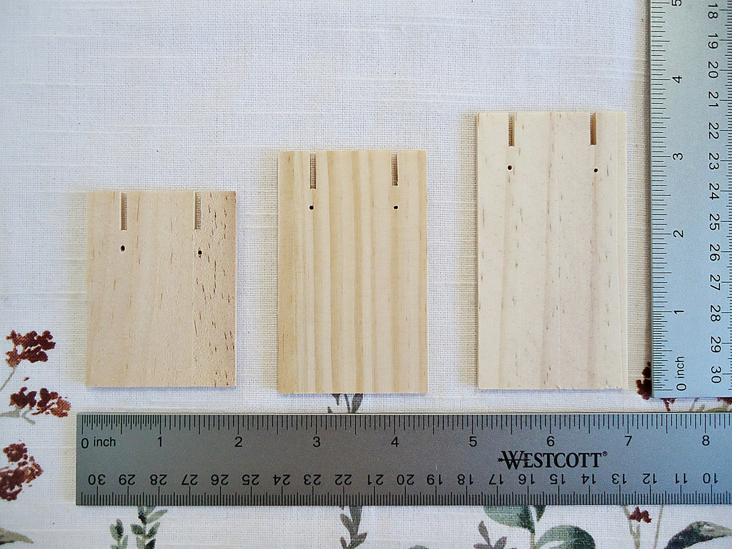 Wooden Earring Card Display, 15 Removable Wooden Earring Cards, Unfinished Wood, 13.5" Wide