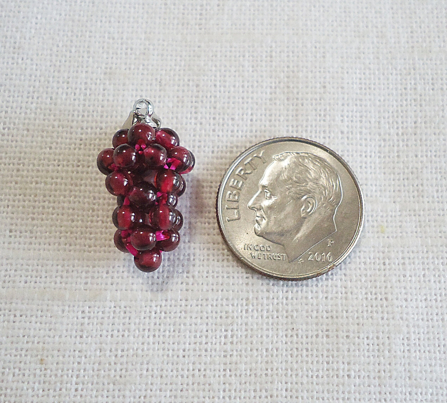 Garnet Cluster, Grape Bunch Pendant, Small Grape Pendant, Garnet Stone, 5/8" Tall